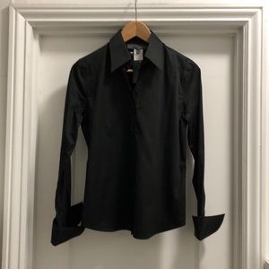 Tevrow + Chase women’s button down shirt black